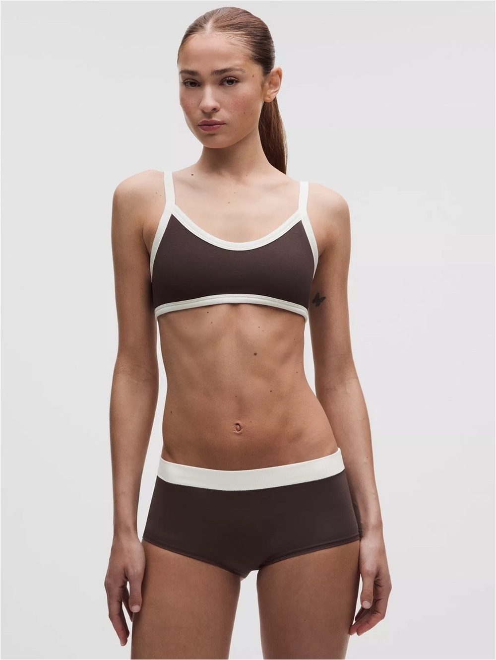 🆕🤎 Lululemon UnderEase Cami Strap Bralette A-C Cup Mahogany Muse Coconut Ivory